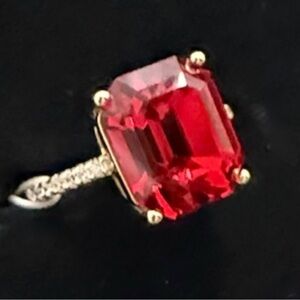 Blue Sage Green Colored Stone Ring in 14 Kt Gold Plated Sterling Silver Size 7